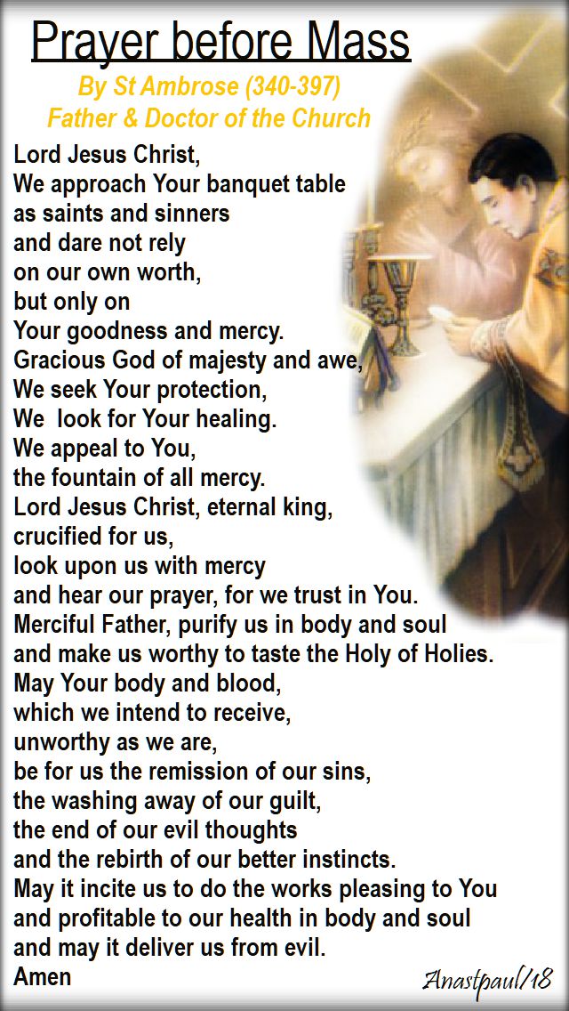 prayer before mass by st ambrose - 14 jan 2018