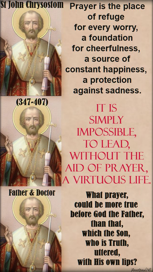 prayer is - st john chrysostom - 30 jan 2018