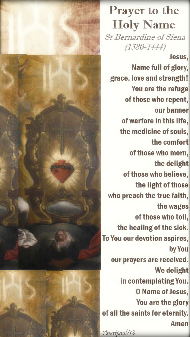 prayer to the holy name by st bernardine of siena no 2 - 10 jan 2018