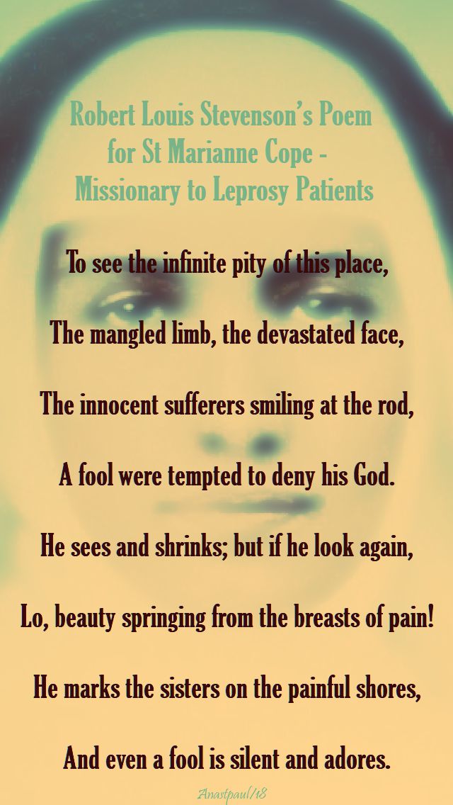 robert louis stevenson's poem for st marianne cope no 2 - 23 jan 2018