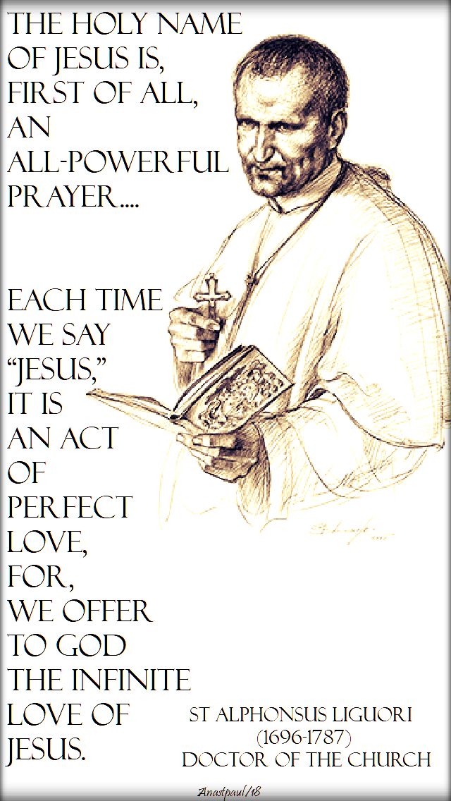 the holy name of jesus is first of all - st al[honsus - 10 jan 2018
