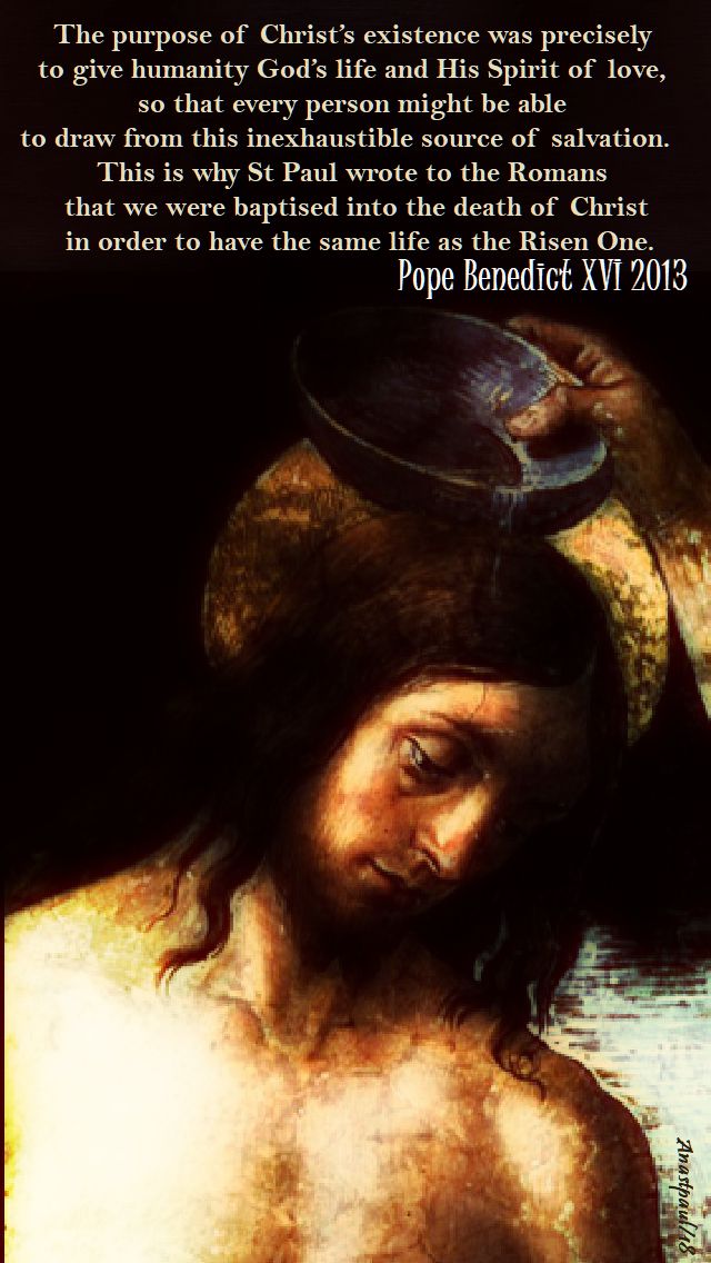 the purpose of christs existence was precisely...- pope benedict 2013 - 8 jan 2018