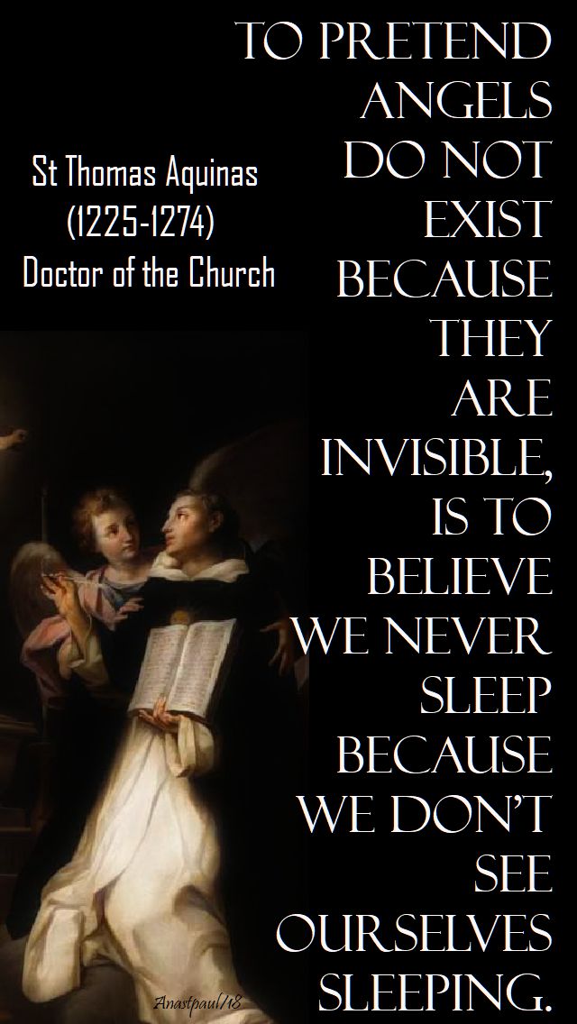 to pretend angels do not exist - st thomas aquinas - 29 jan 2018