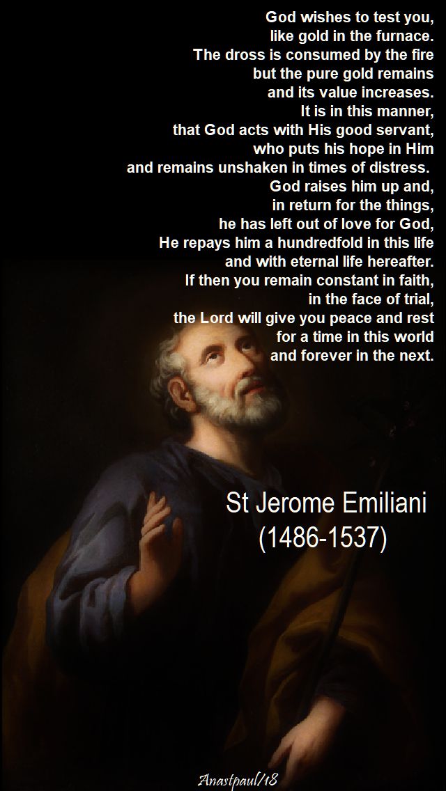 god wishes to test you - st jerome emiliani - 8 feb 2018