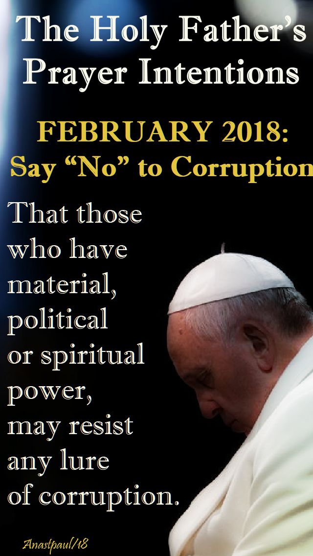 holy father's prayer intentions - feb 2018