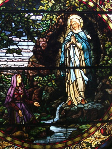 lourdes in stained glass