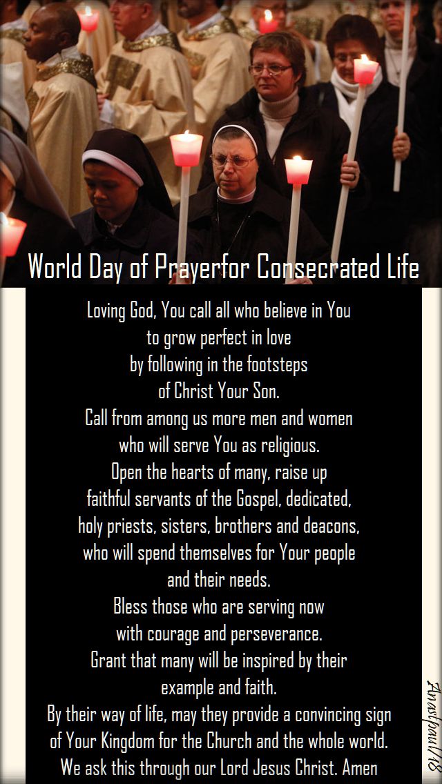 prayer for the consecrated and vocations - 2018