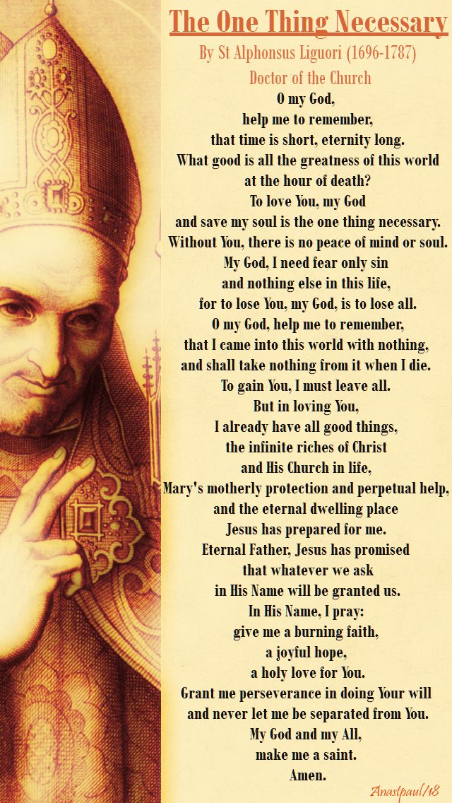 the one thing necessary - st alphonsus liguori - 24 feb 2018