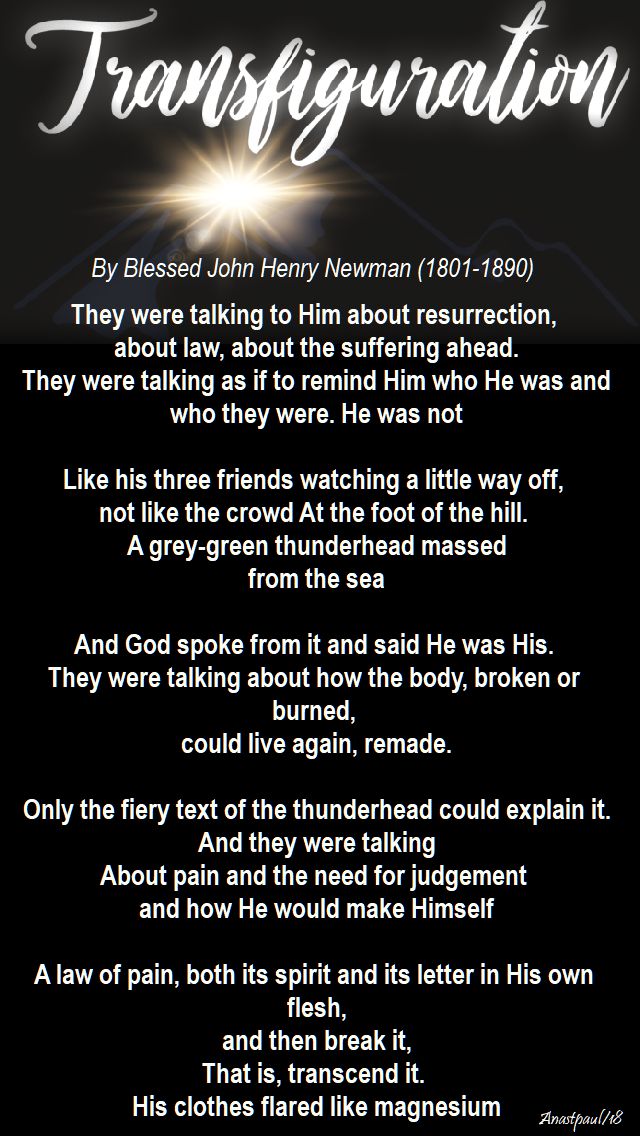 transfiguration by bl john henry newman - 2nd sun lent 25 feb 2018