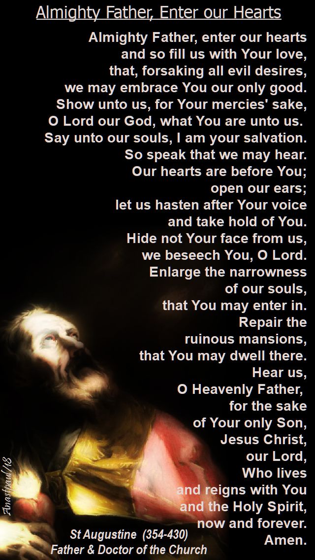 almighty father enter our hearts - st augustine - 16 march 2018 - friday of the 4th week lent 2018