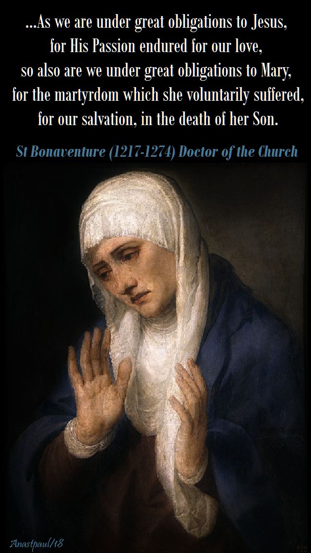 as we are under great - st bonaventure on the sorrowful mother - the third word - 28 march 2018