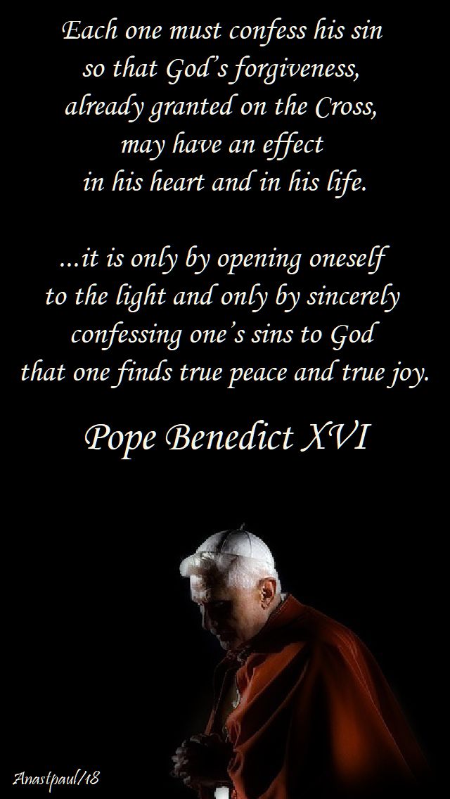 each one must confess his sin = pope benedict - 13 march 2018