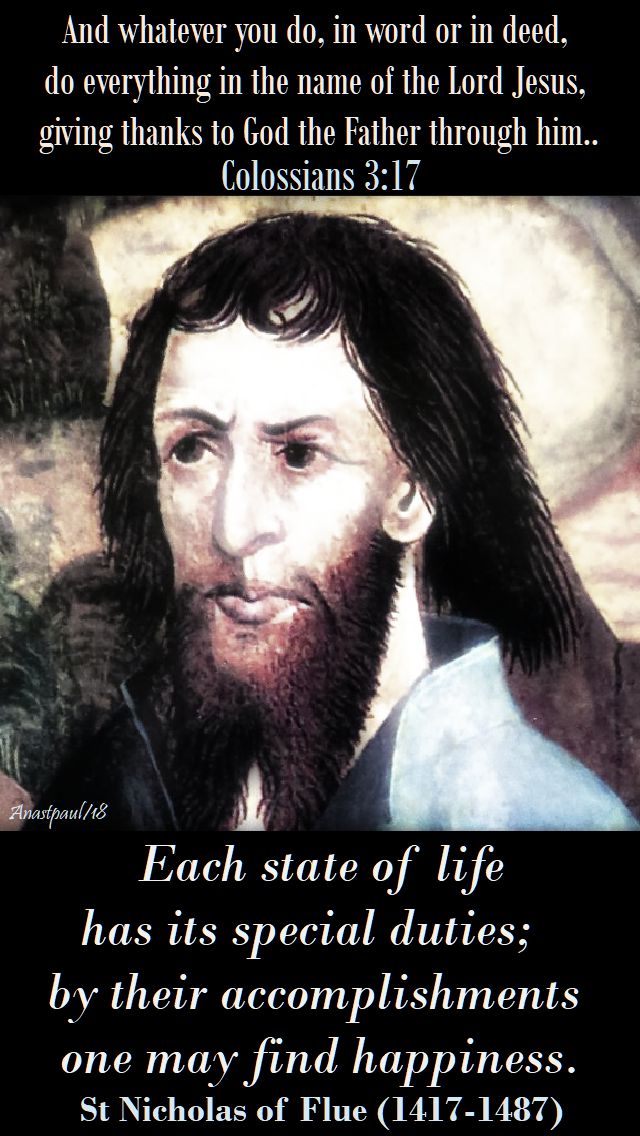 each state of life - st nicholas of flue - 21 march 2018