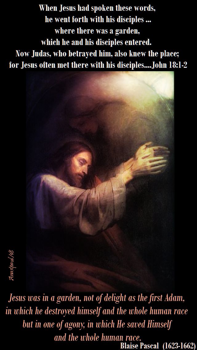 jesus was in a garden, not of delight - blaise pascal - 30 march - good friday 2018