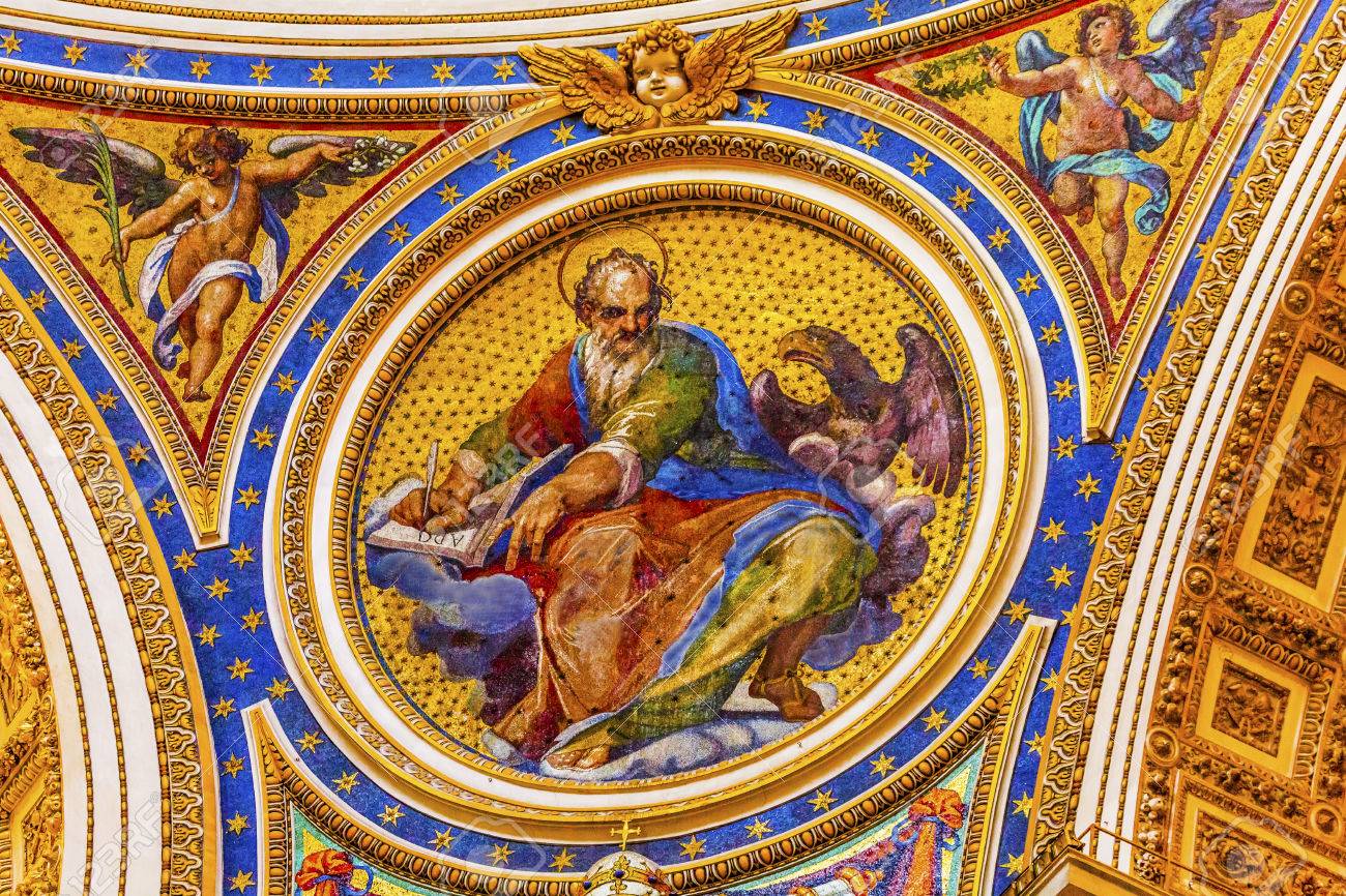 Saint Mark Mosaic Angels Saint Peter's Basilica Vatican Rome Ita