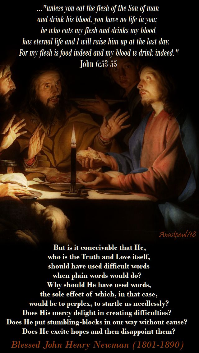 but is it conceivable that he, who is the truth and love itself - bl john henry newman - 20 april 2018 - john chapter 6
