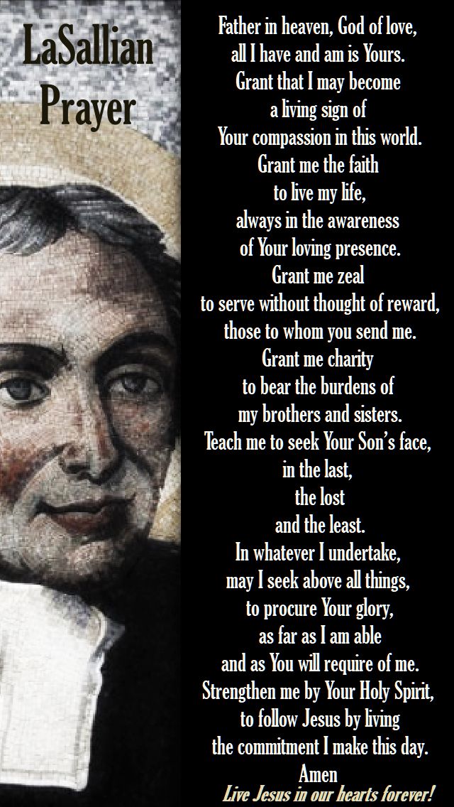 lasallian prayer - father in heaven, god of love - st john baptiste de la salle - 7 april 2018