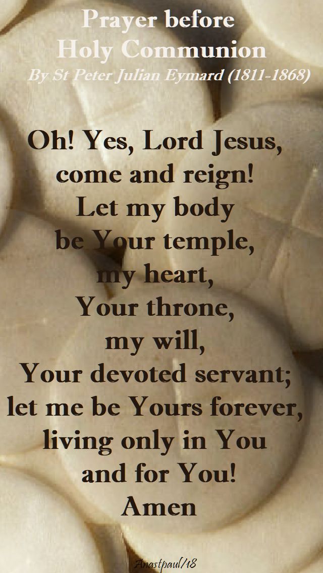 Prayer before Holy Comm - st peter julian eymard - 2 april 2018