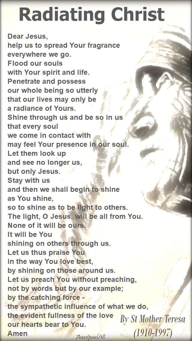 radiating christ by st mother teresa - 6 april 2018