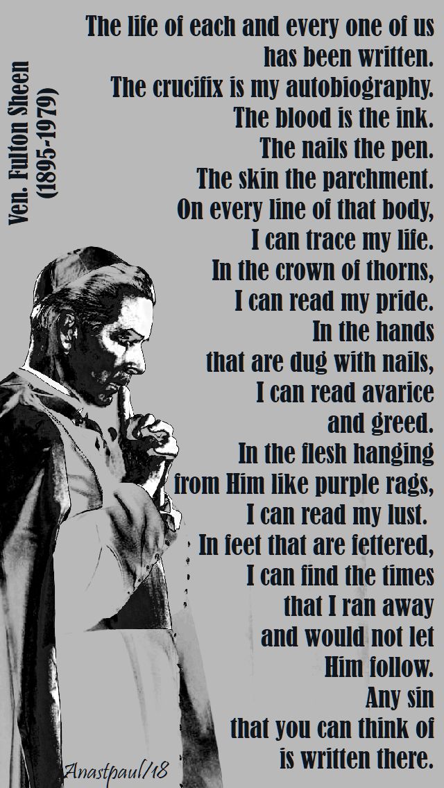 the life of each and every one of us - ven fulton sheen - 27 april 2018