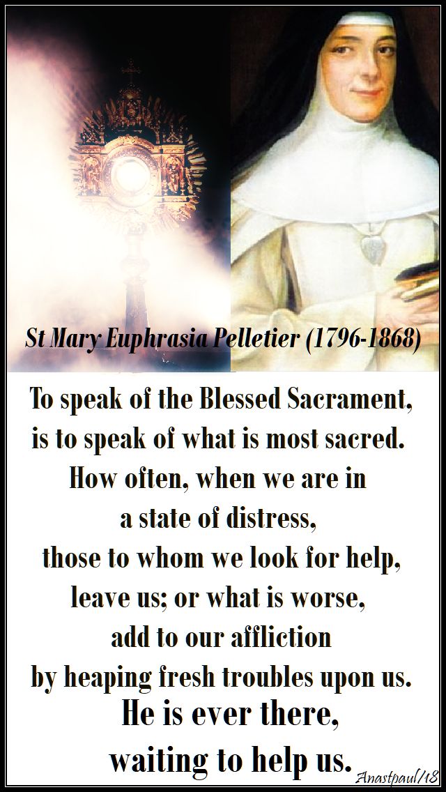 to speak of the blessed sacrament - st mary euphrasia- no 2- 24 april 2018