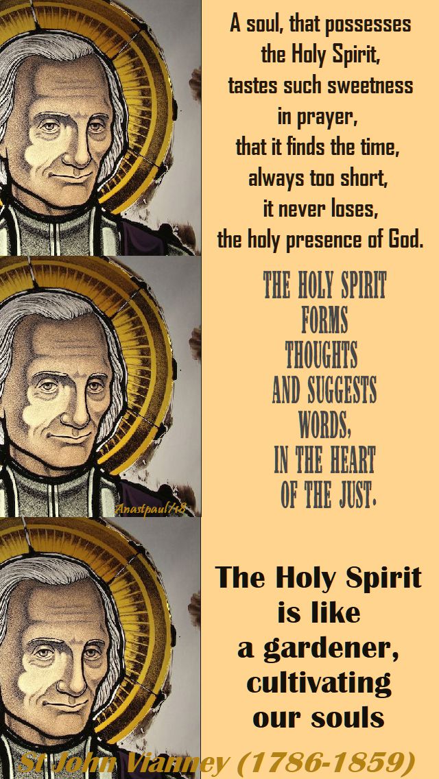 a soul that posseses - the holy spirit is like a gardener - the holy spirit forms - st john vianney - 20 may 2018 pentecost sunday