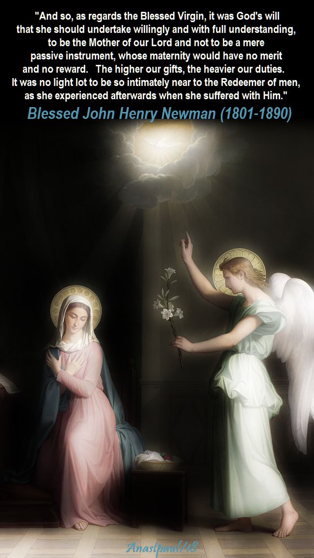and so, as regards the Blessed Virgin Mary - bl john henry newman - 13 may 2018