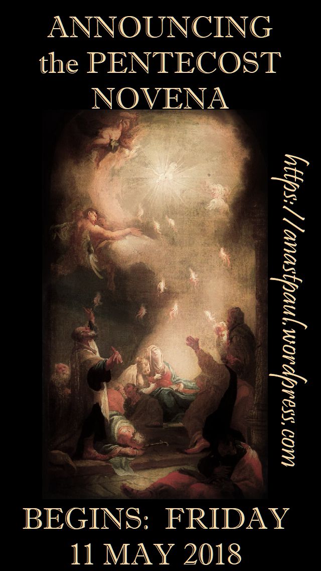 announcing the pentecost novena - begins friday 11 may - posted 9 may 2018