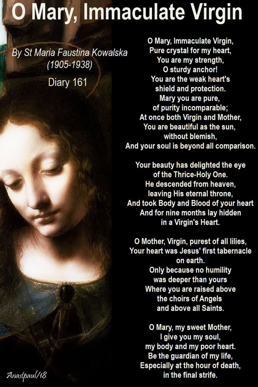 o mary immaculate vifgin by st faustina - 13 may 2018