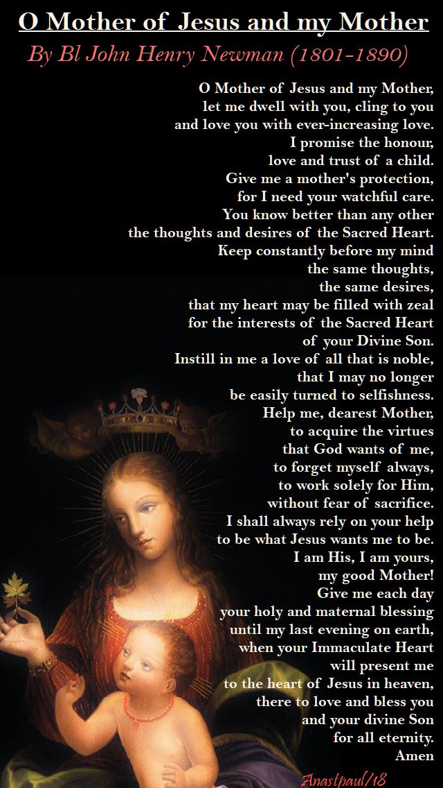 o mother of jesus and my mother - bl john henry newman - 3 may 2018