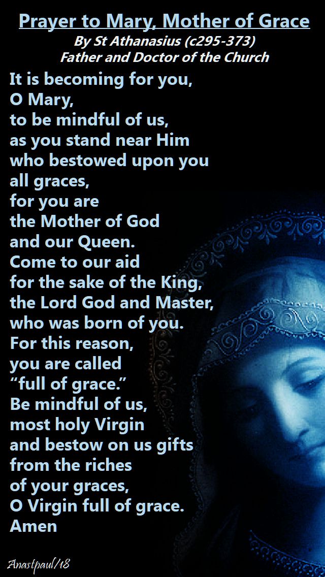 prayer to mary mother of grace by st athanasius - 2 may 2018