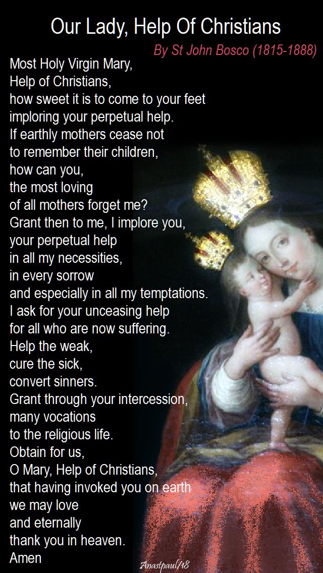 prayer to our lady help of christians by st john bosco - 24 may 2018