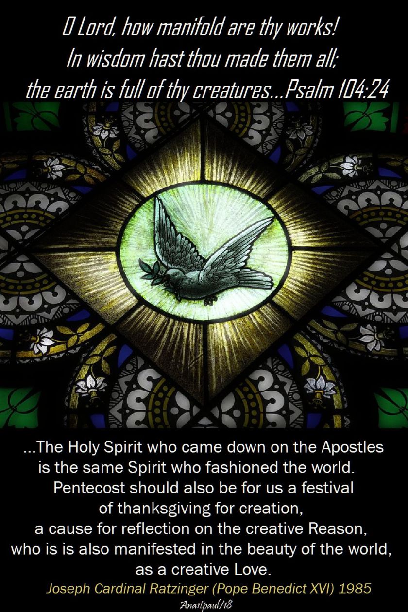 theholy spirit who came down on the apostles - pope benedict - 20 may 2018 and psalm 104 24
