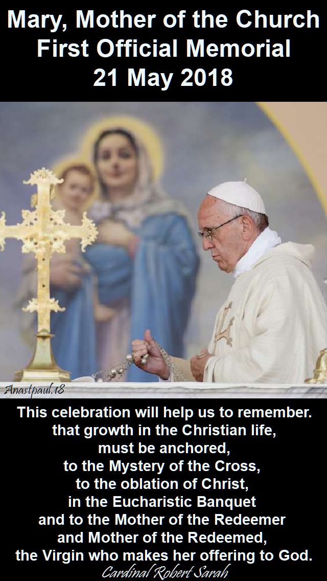 this celebration will help us to remember - card sarah for pope francis - 21 may 2018