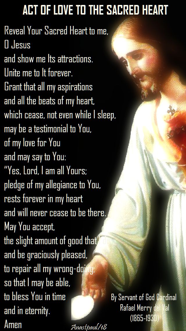 act of love to the sacred heart by servant of god card rafael merry del val - 1 june 2018