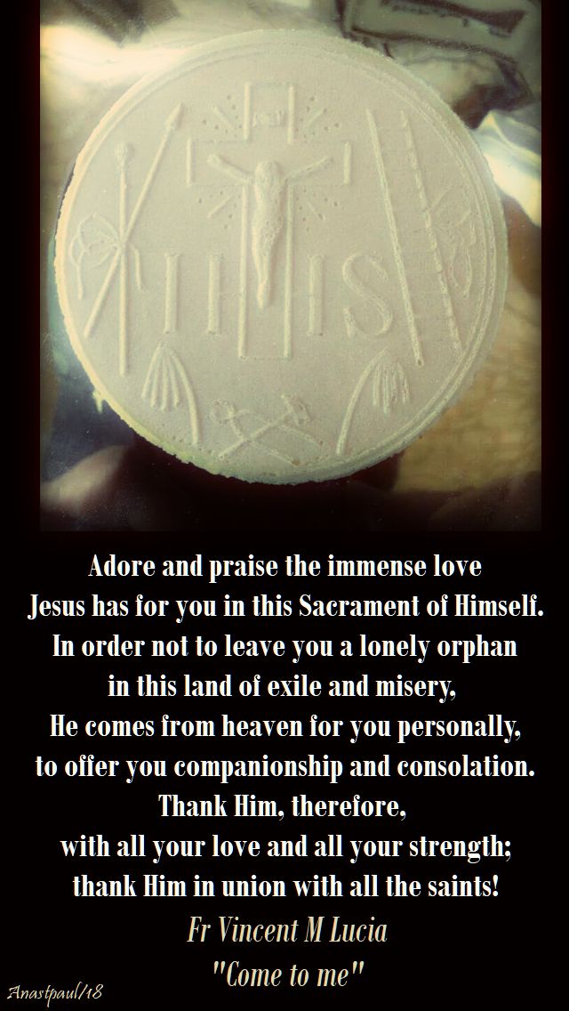 adore and praise the immense love - for lucia - 10 june 2018 - sunday reflection