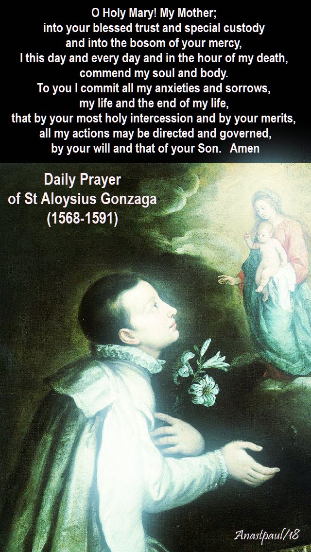 o holy mary my mother - daily prayer of st aloysius gonzaga - 21 june 2018