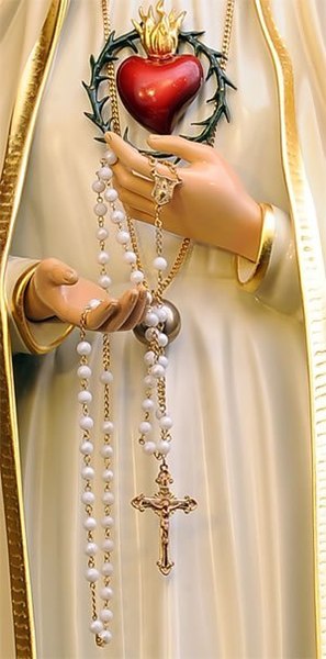 our lady of fatima, the imm heart and the rosary - detail
