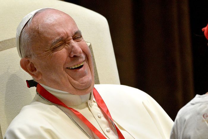 pope francis laughing