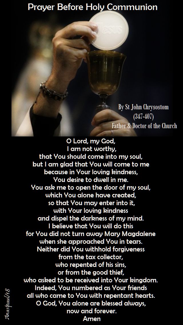 prayer before holy communion by st john chrysostom - 24 june 2018 - solemnity of the birth of john baptist
