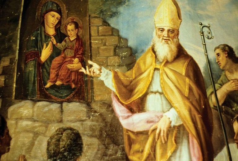 St. Maximus presents to the people of Turin the Icon of the Madonna Consolata.