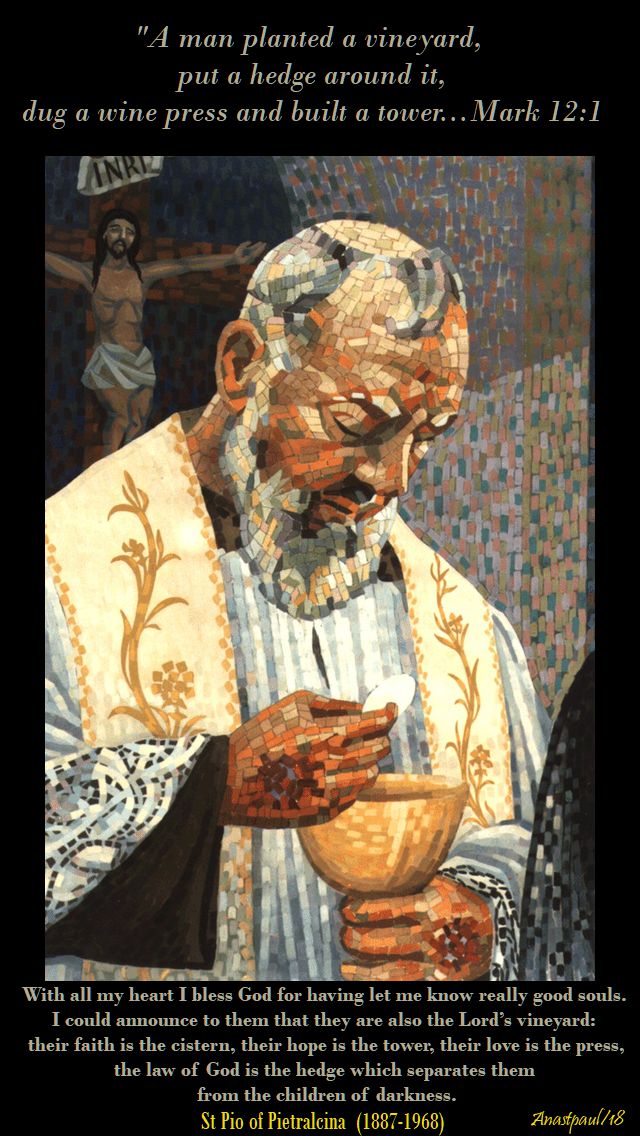 with all my heart i bless god - mark 12-1 - the vineyard - st padre pio - 4 june 2018