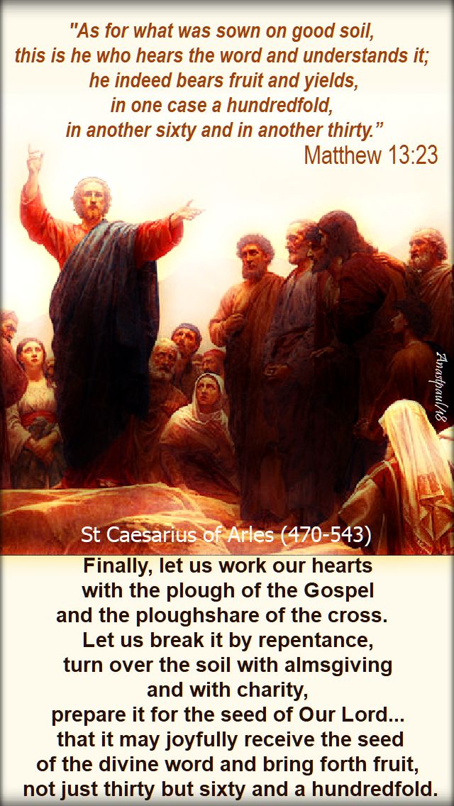 as for what was sown - matthew 11 23 - st caesarious of arles - finally let us work our hearts - 27 july 2018