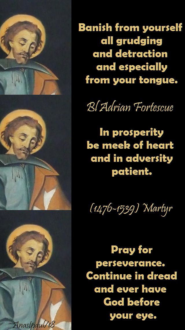 banish from yourself - in prosperity - pray for perseverance - bl adrian fortescue - 9 july 2018