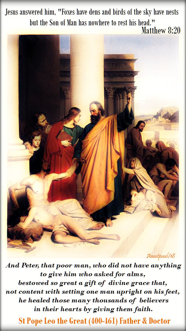 foxes have dens - matthew 8 - 20 and peter, that poor man, - st leo the great - 2 july 2018