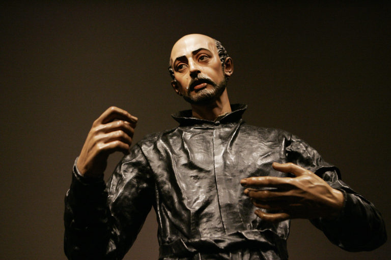 SCULPTURE OF ST. IGNATIUS PART OF EXHIBIT ON SPANISH SACRED ART AT NATIONAL GALLERY