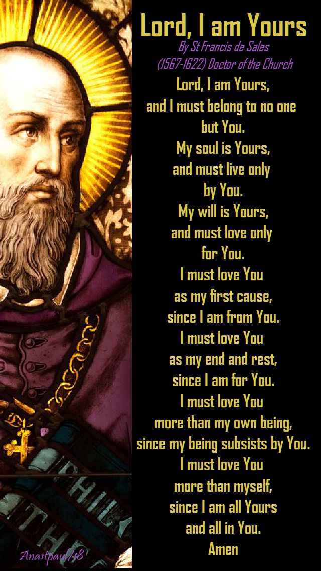 lord, i am yours by st francis de sales - 28 july 2018