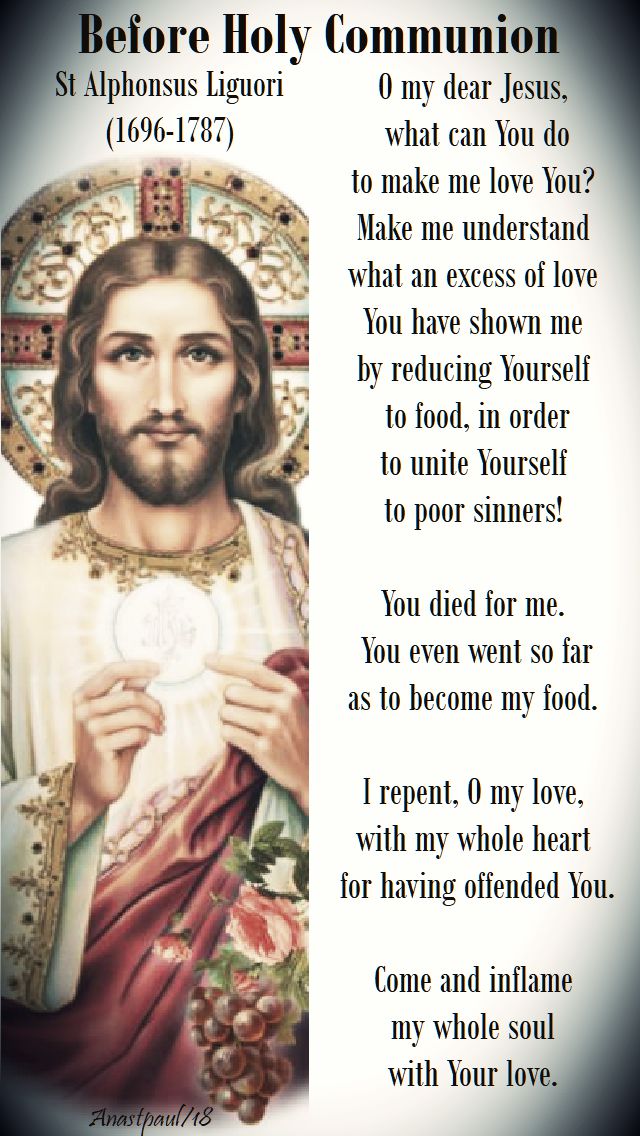 prayer before holy communion - o my dear jesus - 1 july 2018