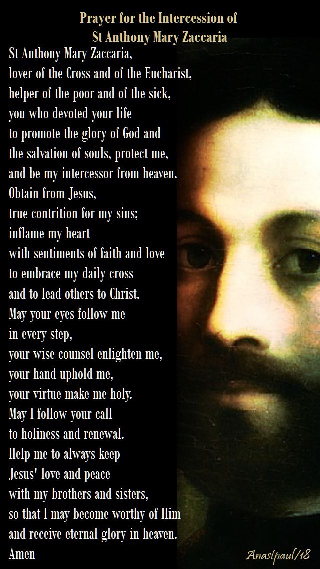 prayer for the intercession of st anthony mary zaccaria - 5 july 2018