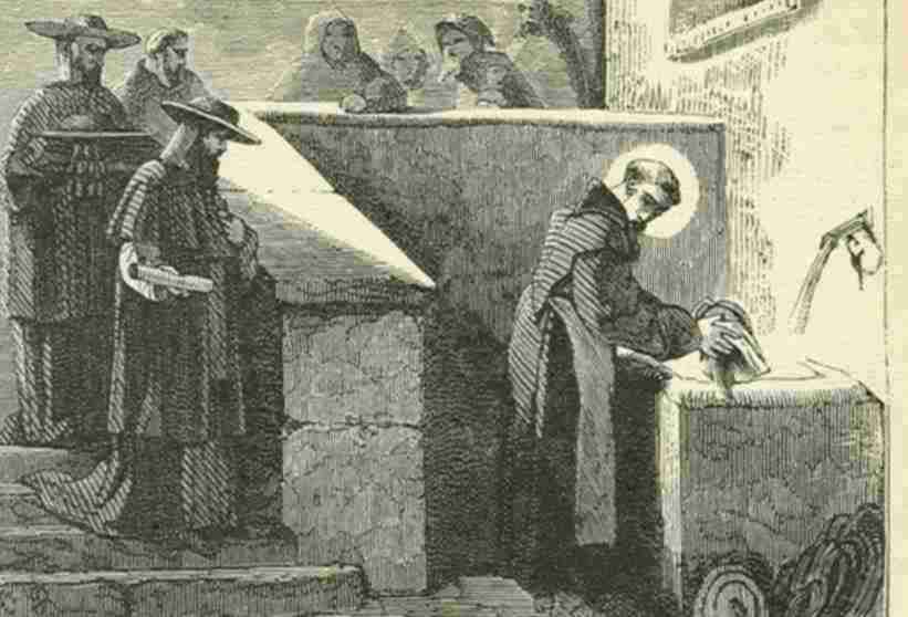 Saint_Bonaventure receives the Cardinals hat while washing the dishes